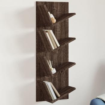 ARDEBO.de - Wand-Bücherregal mit 4 Fächern Braun Eichen-Optik 33x16x90 cm