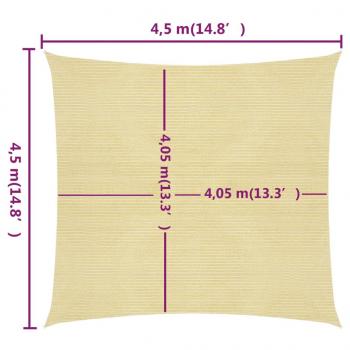 Sonnensegel 160 g/m² Beige 4,5x4,5 m HDPE