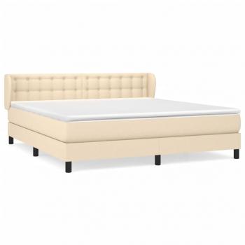 ARDEBO.de - Boxspringbett mit Matratze Creme 160x200 cm Stoff