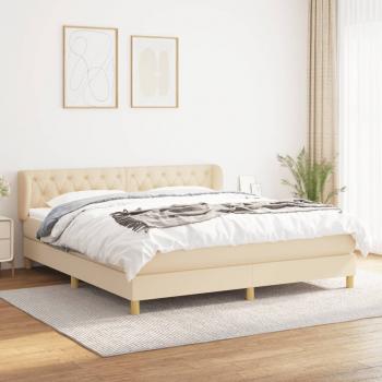 ARDEBO.de - Boxspringbett mit Matratze Creme 160x200 cm Stoff