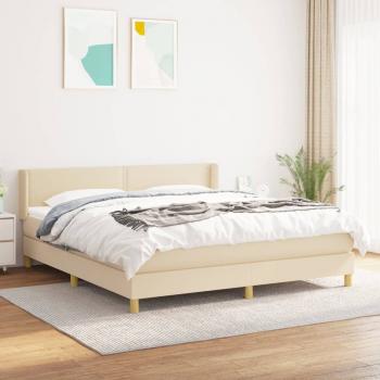 ARDEBO.de - Boxspringbett mit Matratze Creme 160x200 cm Stoff