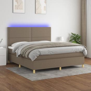 ARDEBO.de - Boxspringbett mit Matratze & LED Taupe 180x200 cm Stoff