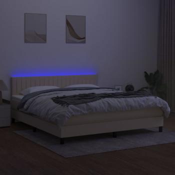 Boxspringbett mit Matratze & LED Creme 160x200 cm Stoff