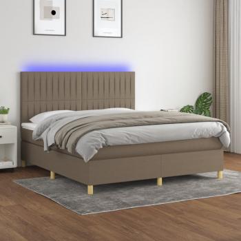 ARDEBO.de - Boxspringbett mit Matratze & LED Taupe 160x200 cm Stoff