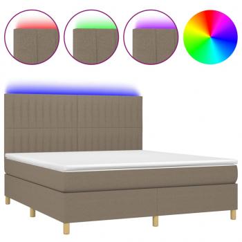 Boxspringbett mit Matratze & LED Taupe 160x200 cm Stoff