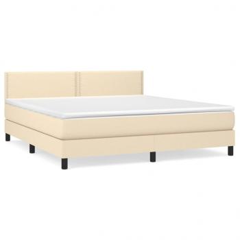 Boxspringbett mit Matratze Creme 160x200 cm Stoff