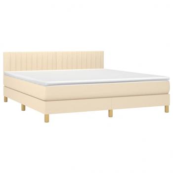 Boxspringbett mit Matratze Creme 160x200 cm Stoff