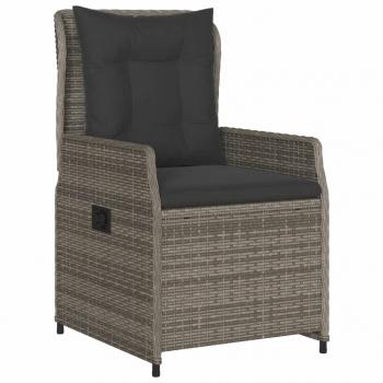 3-tlg. Bistro-Set mit Kissen Grau Poly Rattan