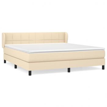 Boxspringbett mit Matratze Creme 160x200 cm Stoff