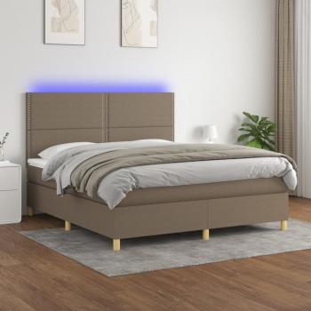 ARDEBO.de - Boxspringbett mit Matratze & LED Taupe 160x200 cm Stoff