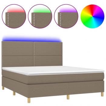 Boxspringbett mit Matratze & LED Taupe 160x200 cm Stoff