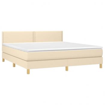 Boxspringbett mit Matratze & LED Creme 160x200 cm Stoff