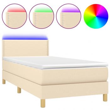 Boxspringbett mit Matratze & LED Creme 80x200 cm Stoff