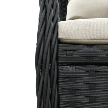 9-tlg. Garten-Essgruppe mit Kissen Schwarz Poly Rattan