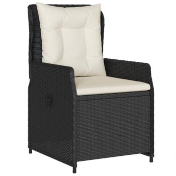 3-tlg. Bistro-Set mit Kissen Schwarz Poly Rattan