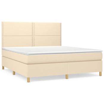 Boxspringbett mit Matratze Creme 160x200 cm Stoff