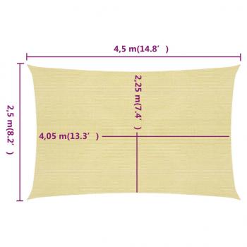 Sonnensegel 160 g/m² Beige 2,5x4,5 m HDPE