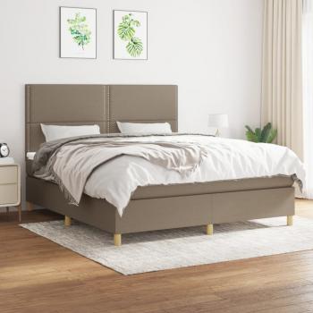 ARDEBO.de - Boxspringbett mit Matratze Taupe 160x200 cm Stoff