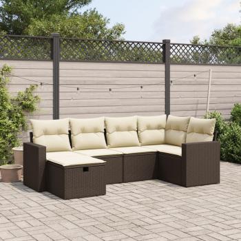 ARDEBO.de - 6-tlg. Garten-Sofagarnitur mit Kissen Braun Poly Rattan