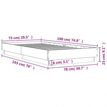 Bettgestell Räuchereiche 75x190 cm Holzwerkstoff