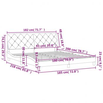 Bettgestell mit Kopfteil Hellgrau 180x200 cm Samt