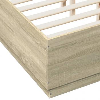 Bettgestell mit LED Sonoma-Eiche 135x190 cm Holzwerkstoff