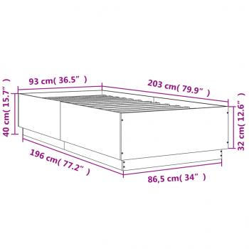 Bettgestell Räuchereiche 90x200 cm Holzwerkstoff