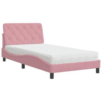 Bett mit Matratze Rosa 100x200 cm Samt