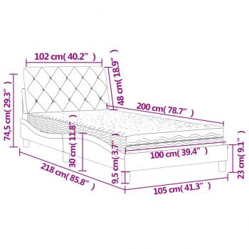 Bett mit Matratze Rosa 100x200 cm Samt