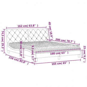 Bett mit Matratze Hellgrau 160x200 cm Samt