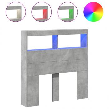 LED-Kopfteil mit Ablagen Betongrau 100x17x102 cm