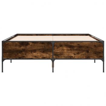 Bettgestell Räuchereiche 135x190 cm Holzwerkstoff und Metall