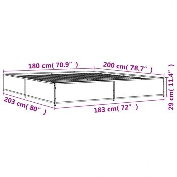 Bettgestell Sonoma-Eiche 180x200 cm Holzwerkstoff und Metall