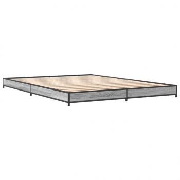 Bettgestell Grau Sonoma 135x190 cm Holzwerkstoff und Metall