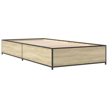 Bettgestell Sonoma-Eiche 100x200 cm Holzwerkstoff und Metall