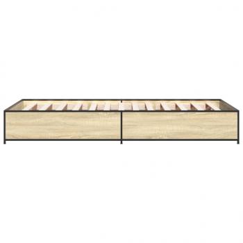 Bettgestell Sonoma-Eiche 100x200 cm Holzwerkstoff und Metall