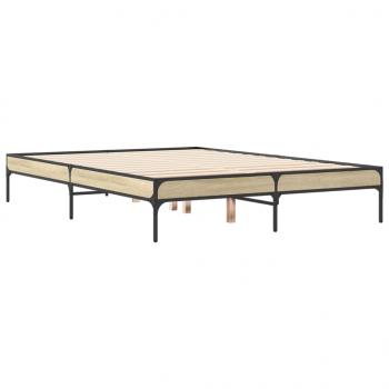 Bettgestell Sonoma-Eiche 135x190 cm Holzwerkstoff und Metall