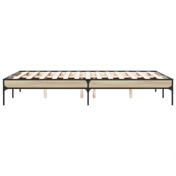 Bettgestell Sonoma-Eiche 135x190 cm Holzwerkstoff und Metall