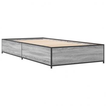 Bettgestell Grau Sonoma 75x190 cm Holzwerkstoff und Metall