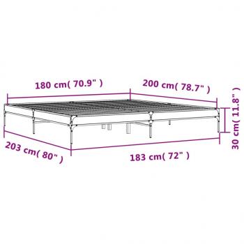 Bettgestell Sonoma-Eiche 180x200 cm Holzwerkstoff und Metall