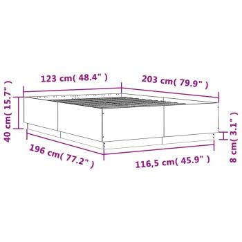 Bettgestell Betongrau 120x200 cm Holzwerkstoff