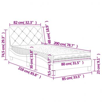 Bett mit Matratze Schwarz 80x200 cm Samt