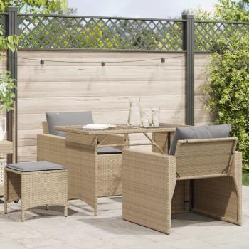 ARDEBO.de - 4-tlg. Garten-Sofagarnitur mit Kissen Beige Poly Rattan