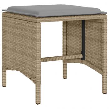 4-tlg. Garten-Sofagarnitur mit Kissen Beige Poly Rattan