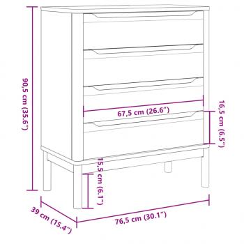 Kommode FLORO Wachsbraun Massivholz Kiefer