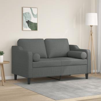 ARDEBO.de - 2-Sitzer-Sofa mit Zierkissen Dunkelgrau 120 cm Stoff