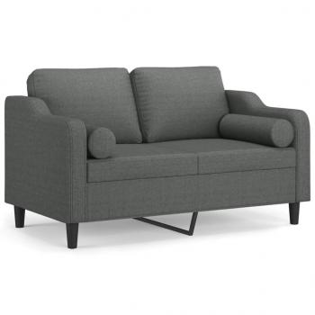 2-Sitzer-Sofa mit Zierkissen Dunkelgrau 120 cm Stoff