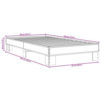 Bettgestell Schwarz 90x190 cm Holzwerkstoff und Metall