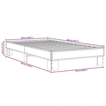 Bettgestell Sonoma-Eiche 100x200 cm Holzwerkstoff und Metall