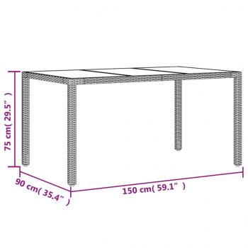 5-tlg. Garten-Essgruppe mit Kissen Grau Poly Rattan und Glas